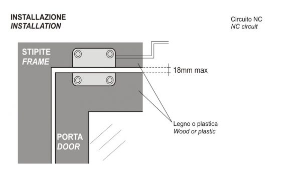 Contatto Magnetico REED Rettangolare bianco per porte e finestre - HILTRON C58