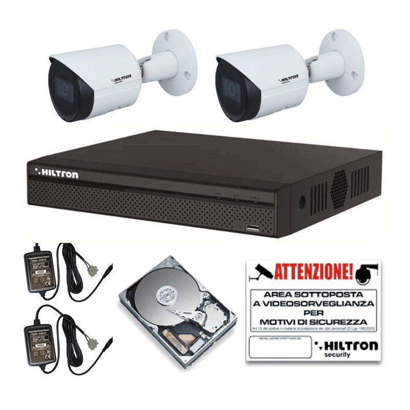 Kit Videosorveglianza HDCVI 4K NVR 8 canali e 2 telecamere 1TB - HILTRON THK82K