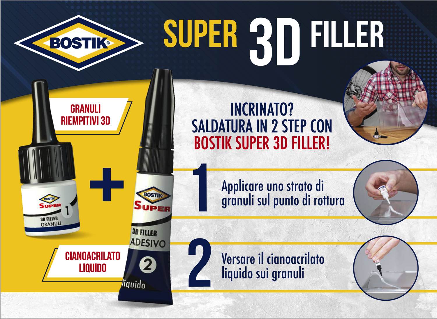 Colla Super 3D Filler 3G Cianoacrilato liquido con speciali granuli 3D - UHU BOSTIK D7000772