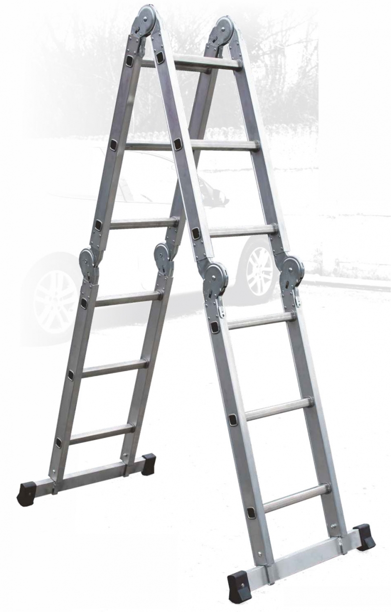 Scala Professionale Snodabile A Posizionamento Automatico Con Doppia Basetta Stabilizzatrice, 2 MT, Portata 120 kg - FRIGERIO SCA 3043/3
