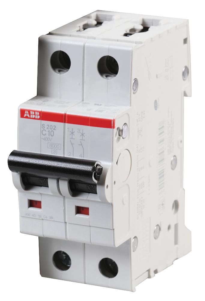Interruttore Magnetotermico 10A 2P 6ka S202 C10 - ABB S465700