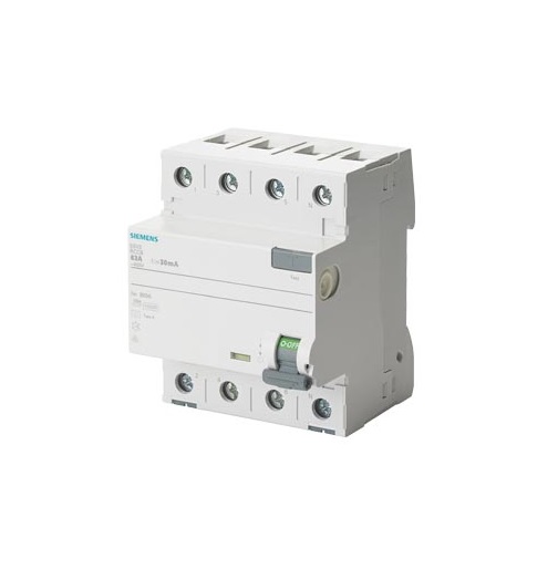 Interruttore Automatico Differenziale, 4 poli, tipo A, super resistente, In: 40 A, 30 mA, Un AC: 400 V - SIEMENS 5SV33446KK01