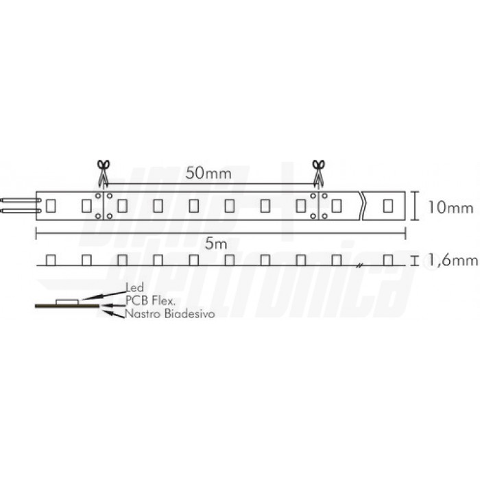 Striscia Led 120 Led/ m 2835 IP20, 24Vdc, 23W/m, Bianco Caldo 3000K - ALPHA ELETTRONICA JO350/23024/21W1