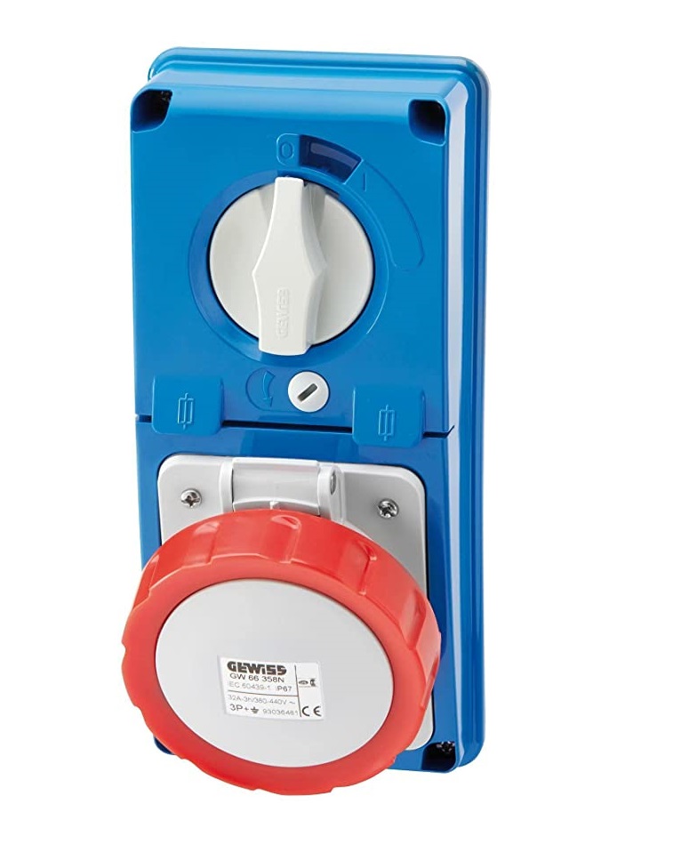 Presa interbloccata 3P+T 32A 400V 6H Senza fondo Con Fusibili 67 IB - GEWISS GW66341N