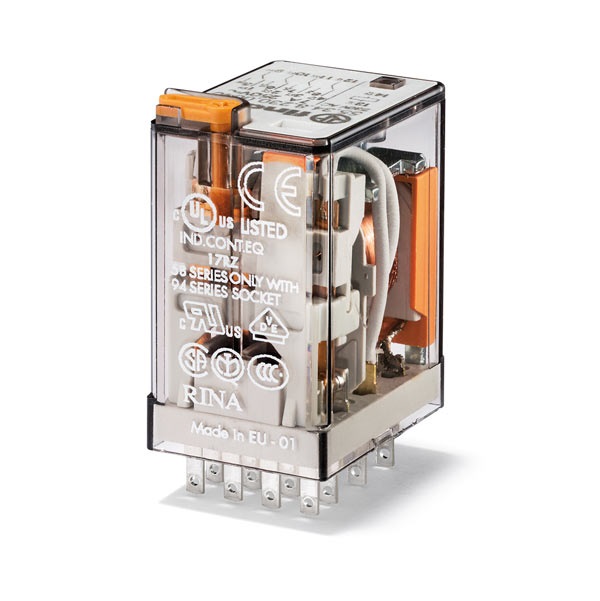 Serie 55 - Relè industriale Ad innesto su zoccolo, 24 V, Standard, 4 contatti, 7 A, AgNi, DC, Scambio - FINDER 553490240040