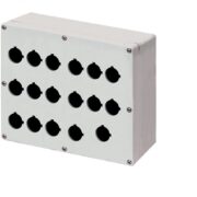 Scatola pulsantiera alluminio M4 230x205x100, 17 fori Ø 22, senza entrata cavo - ELFIN 040C2320-1P17C
