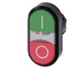 Pulsante doppio luminoso, 22 mm, rotondo, plastica, verde I, rosso O, pulsanti, piatto - SIEMENS 3SU10013AB420AK0