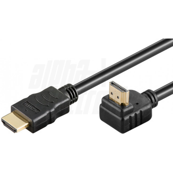 Cavi HDMI High-Speed with Ethernet Spina HDMI 90° Spina HDMI 2m - ALPHA ELETTRONICA 93-591L/02B