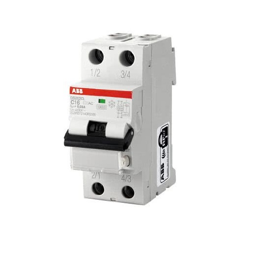 Interruttore Magnetotermico Differenziale 4,5 kA, AC, C25, 30 mA 2P - ABB DS2CLC25AC30