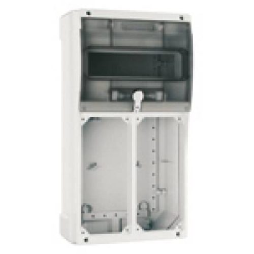 Quadro da parete con portella trasparente, 10 moduli din, per 2 prese interbloccate, IP66, TOPTER - PALAZZOLI 579742