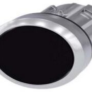 Pulsante, 22 mm, Rotondo, in metallo, lucido, nero, pulsante, tipo contatto momentaneo piatto - SIEMENS 3SU10500AB100AA0