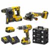 Kit Tassellatore SDS-Plus + DCD796 Trapano a percussione + DCG405 Smerigliatrice 125mm con 4 batterie XR 18V 5.0Ah + 2 Caricabatterie + 3 Valigette TSTAK - DEWALT DCK353P4T-IT