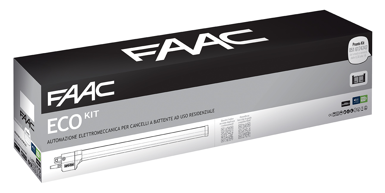 Eco Kit Green Automazione Elettromeccanica Motore 230V Cancelli Battente Largh Max 2,3 mt - FAAC 105632445