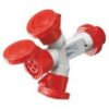 Multipresa Moltiplicatore Mobile 3 Uscite IP67 Spina 32A 3 Prese 3P+T 400V 50/60HZ Rosso 6H - GEWISS GW64068