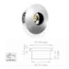 Mini Faretto Led Da Incasso 30° 1W 350Am Silver 6400K - LAMPO TC02M/SI/BF