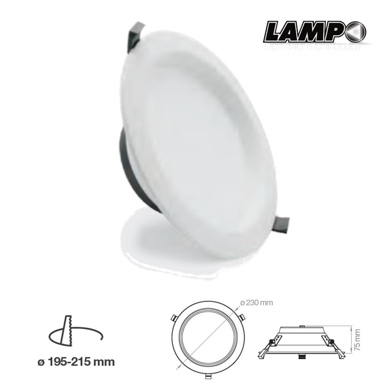 Faro Incasso Tricolor, Led Dimmerabile, 35W - LAMPO SYDNEY35WMC