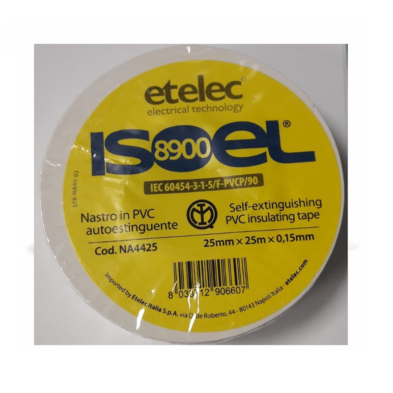 Nastro Adesivo Isolante In Pvc Isoel 25Wh 25Mm X 25M S=0.15Mm Bianco - ETELEC NA4425