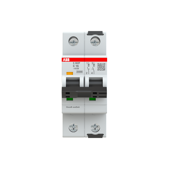 Interruttore Automatico Miniaturizzato S302P-C16 - 2P - C - 16 A - ABB S302PC16