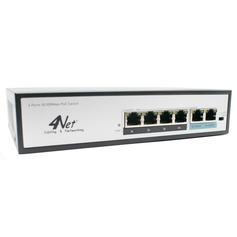Switch 4Power 6 Porte 10/100Mbps PoE - 4POWER 4N-04P2TX