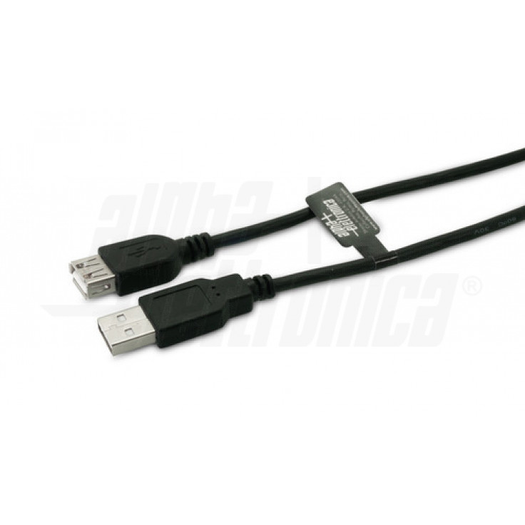 Cavo USB 2.0 da Spina USB tipo "A" a Presa USB tipo "A" 5m Nero - ALPHA ELETTRONICA 95-601/5NB