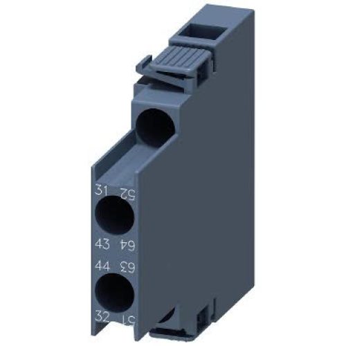 Blocchetto di contatti ausiliari laterale, 1 NO + 1 NC via di corrente 1 NC, 1 NO per 3RH2 e 3RT2 morsetto a vite R: 31/32, 43/44 L - SIEMENS 3RH29211DA11