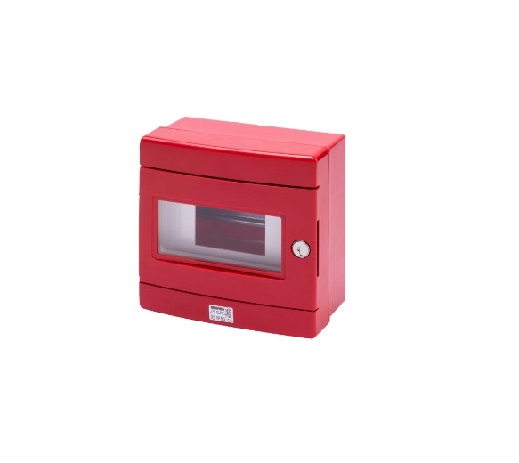 Centralino Stagno per emergenza con guida din, 8 moduli EN50022, Rosso RAL 3000 - GEWISS GW42202