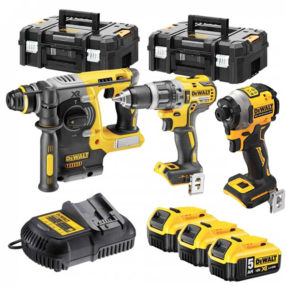 Kit Dewalt 18V Trapano Dcd796 Tassellatore Dch273 Avvitatore Dcf887 - DEWALT DCK368P3T-QW