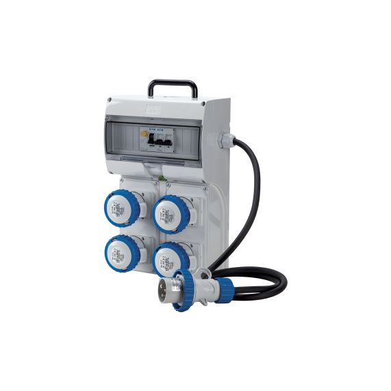 Quadro KEY BOX 2 ASC IP65 4 prese 2P+T 16A, 2 protezioni, con cavo lunghezza 1,5 MT, 3kW - FANTON 74119