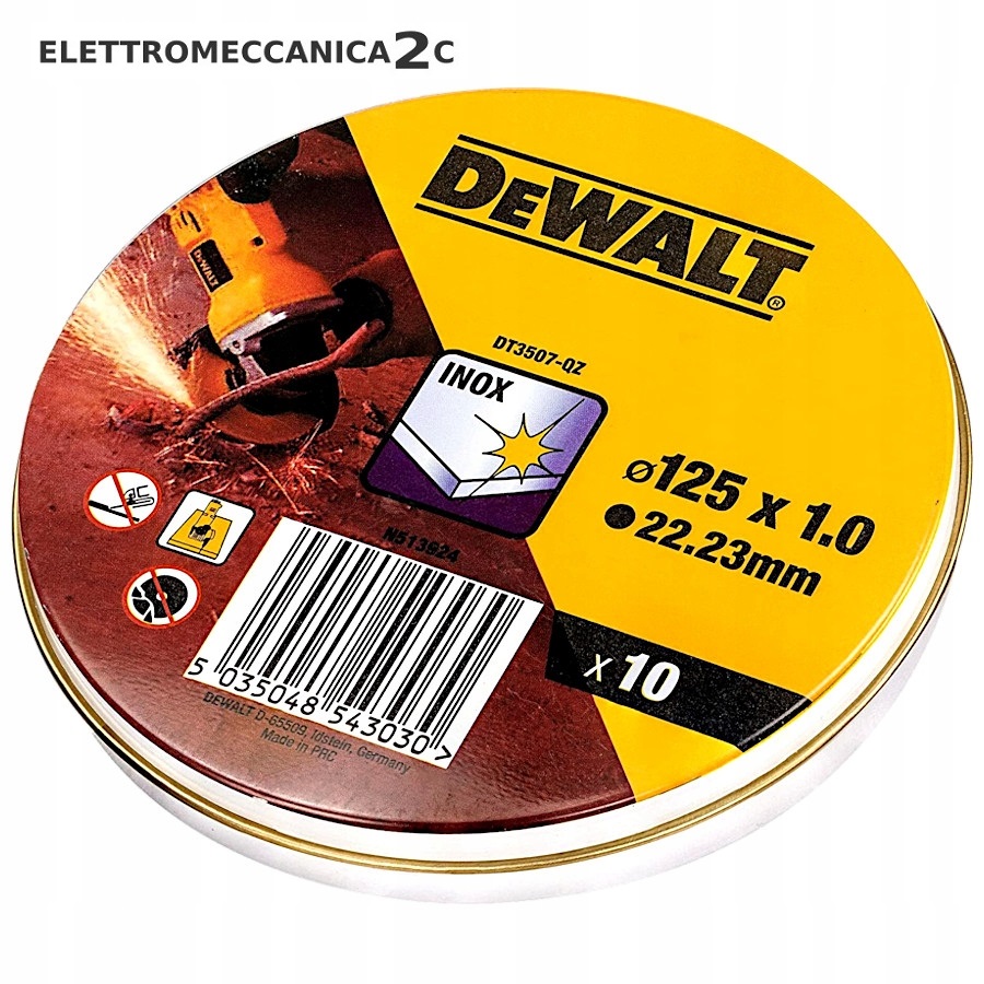 Dewalt Kit 10 Dischi Abrasivi Taglio Metallo-Inox 125X1Mm Astuccio Metallico - DEWALT DT3507-QZ