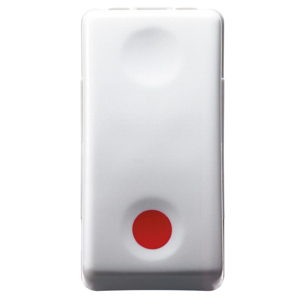 Pulsante Unipolare 250V Ac Nc 10A Contatto Ausiliare Na Arresto Simbolo Rosso 1 Modulo System White - GEWISS GW20523