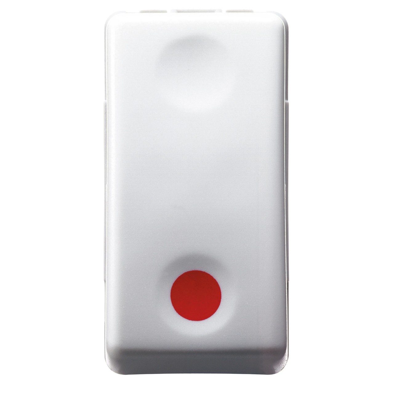 Pulsante Unipolare 250V Ac Nc 10A Contatto Ausiliare Na Arresto Simbolo Rosso 1 Modulo System White - GEWISS GW20523