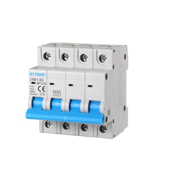 Interruttore Magnetotermico 4P, 4 Moduli, 415Vac, 10A, Curva C, 6Ka - ETTROIT JX141060