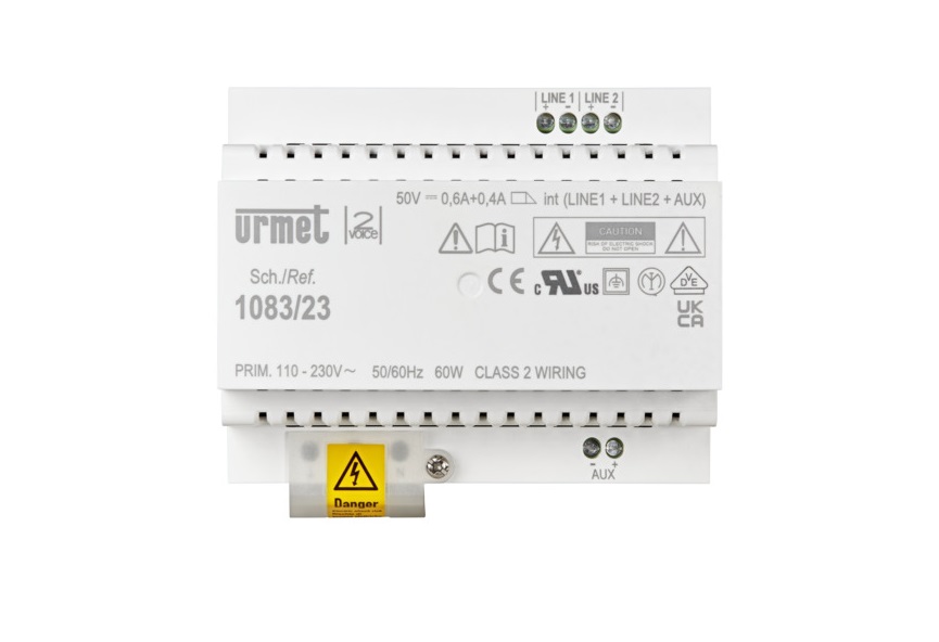 Alimentatore Colonna 2Voice 6 Moduli Din Alimentazione 110-230 Vac 50/60 Hz Potenza 60 W - URMET 1083/23