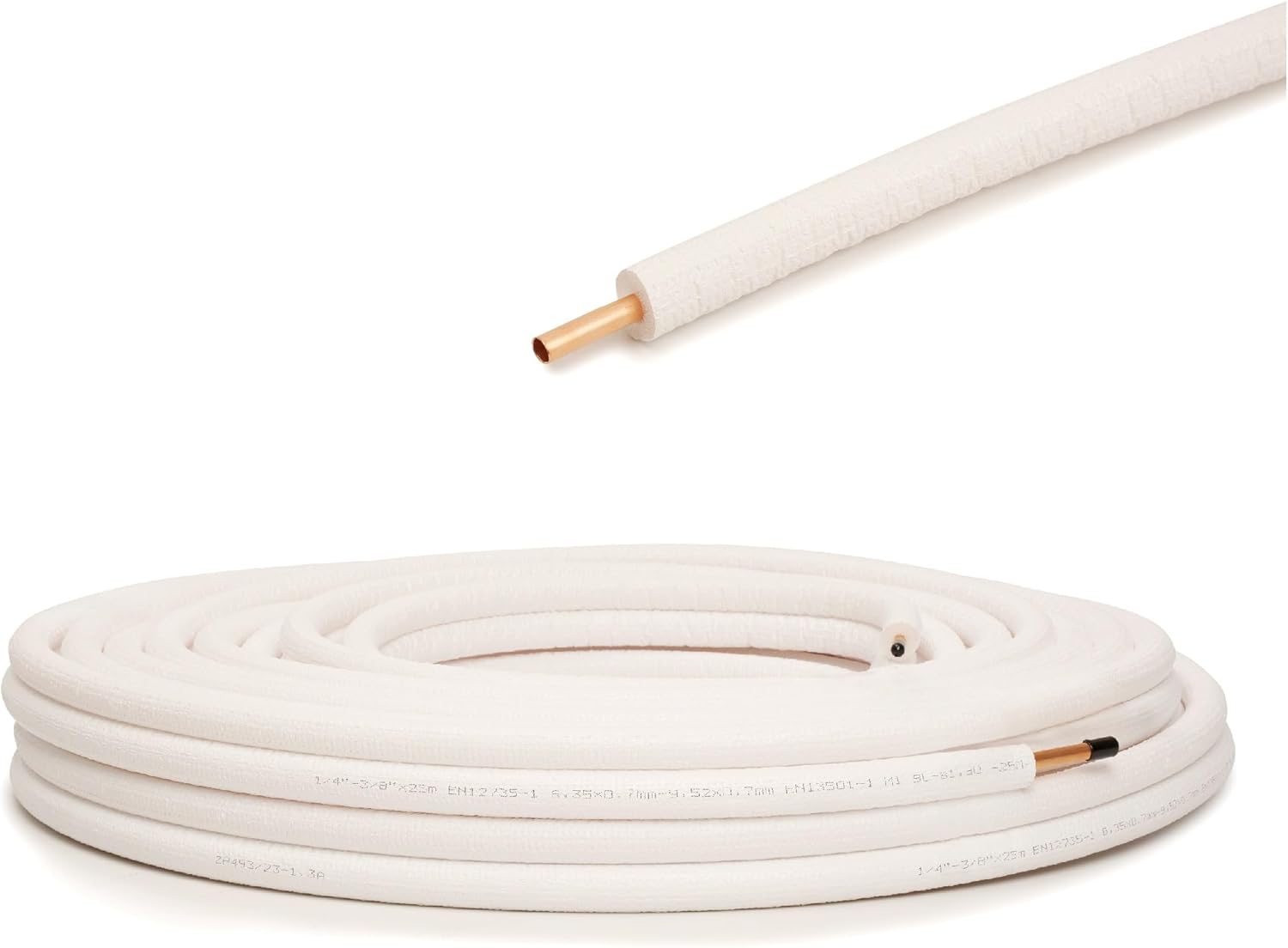 Tubo Rame Isolato Impianto Climatizzazione, Sistemi Raffreddamento, 1/2'', Diametro 12, Bianco, 1 Metro - MC ELETTRICI TUB12080