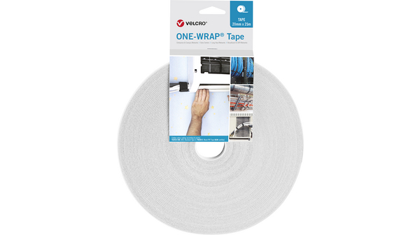 Fissaggio di VELCRO 25m x 20mm Tessuto/Polypropylene Bianco - MC ELETTRICI VEL-OW64139