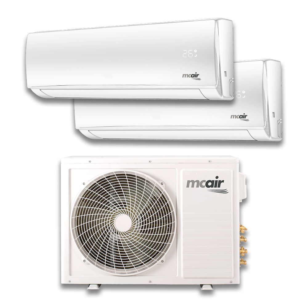 McAir Condizionatore Dual Split Wifi, 12000 + 12000 BTU, 14 Kw, 25 Db, 550 M3/H, R32, Compatibile Con Alexa E Google Assistant - MC ELETTRICI MADUALUE+12000+12000