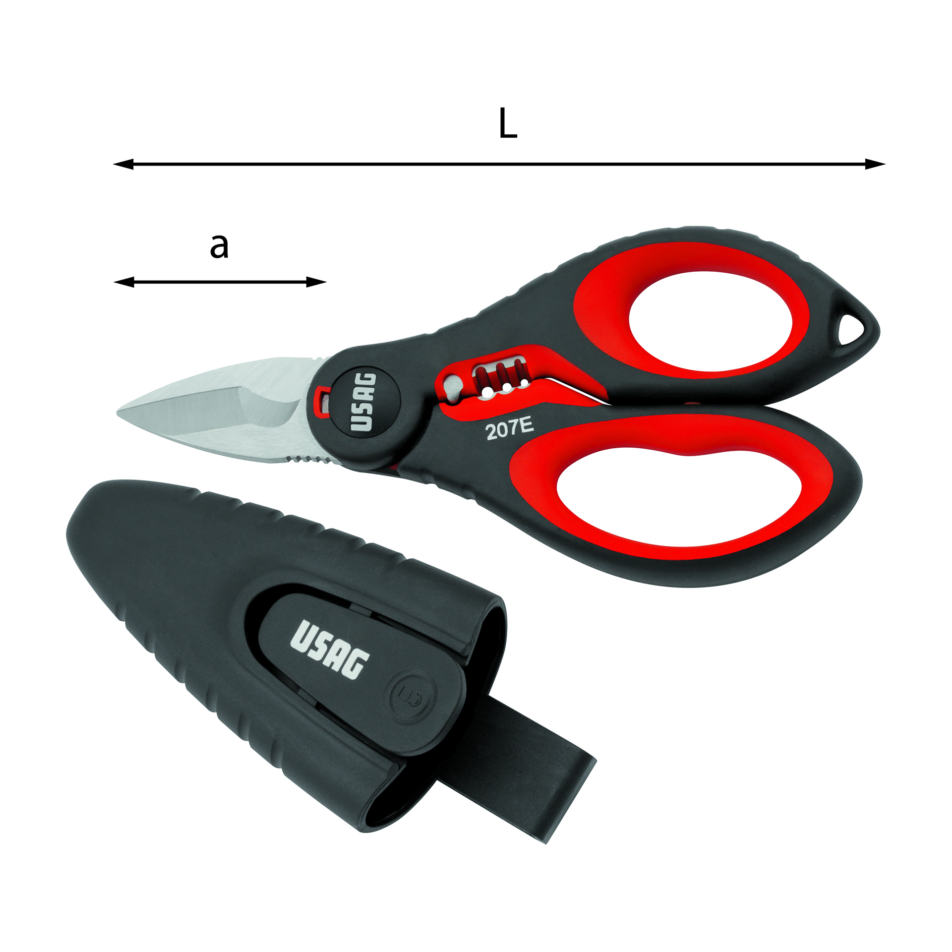 Forbice Professionale per Elettricisti, Spellafili integrato (1,5-2,5-4 mm2) - USAG U02070006