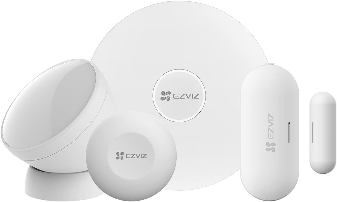 Ezviz Kit Sensori Wireless 4 pezzi, Hub Sicurezza domestica con allarme, Sensore movimento PIR, Sensore porta, Pulsante Smart, Connessione Zigbee - HIKVISION 304800274