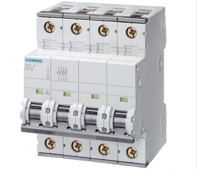 Interruttore Automatico Miniaturizzato 400 V 10kA, 4 poli, D, 63 A, D=70 mm - SIEMENS 5SY44638