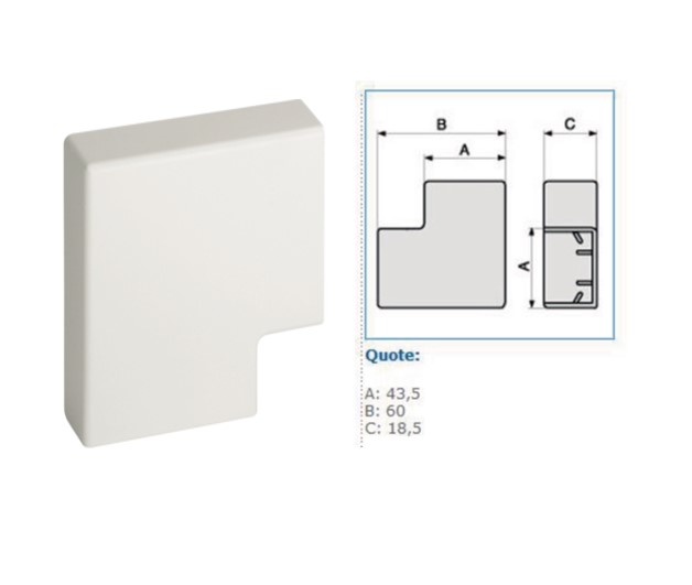 APM 40x17 W Angolo piano per minicanali TMC/TMU, Bianco - BOCCHIOTTI B03266