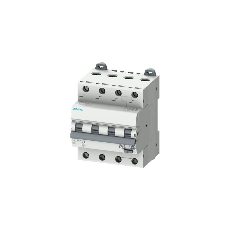 Interruttore Magnetotermico Differenziale, 6 kA, 4P tipo A, 30 mA, car. C, In: 10 A Un: 400V - SIEMENS 5SU13467FP10
