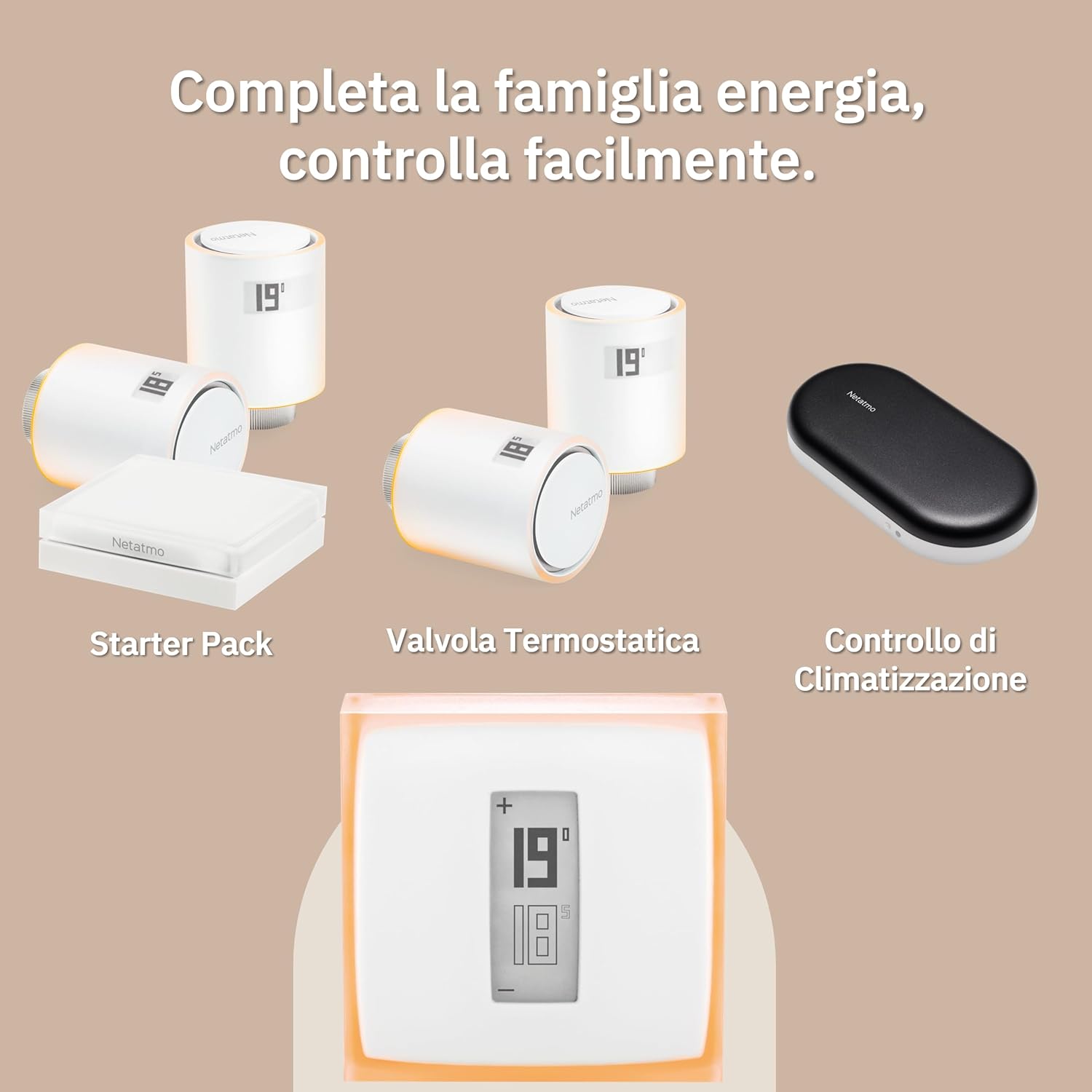 Netatmo Valvola Termostatica Smart Wifi, Controllo Remoto, Alexa e HomeKit, Batterie, con adesivi - BTICINO NAV-PRO
