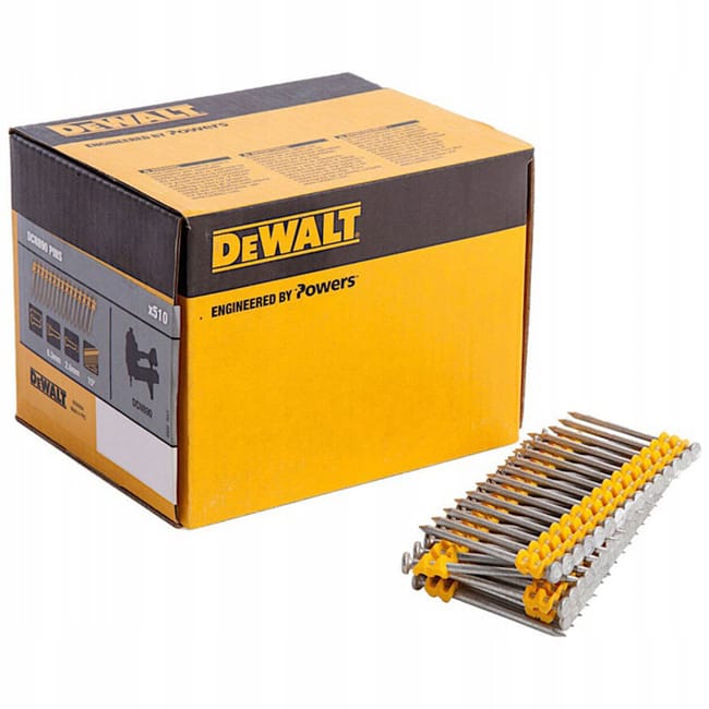 Scatola Set 1005 Chiodi Zincati Standard 2,6 x 35 mm, Cemento Calcestruzzo, Assemblati In Strisce Da 15 - DEWALT DCN8901035