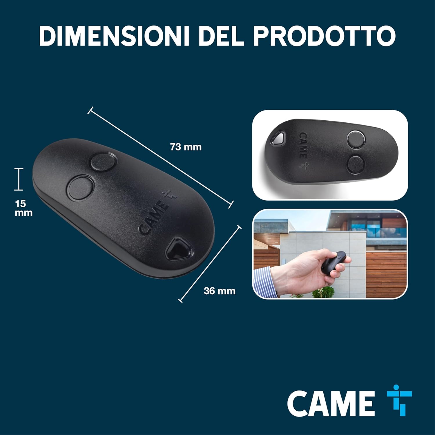 Telecomando TOP Bicanale Codice Fisso TAM, TWIN e TTS, 433MHZ, Batteria Inclusa, Nero - CAME 806TS-0300