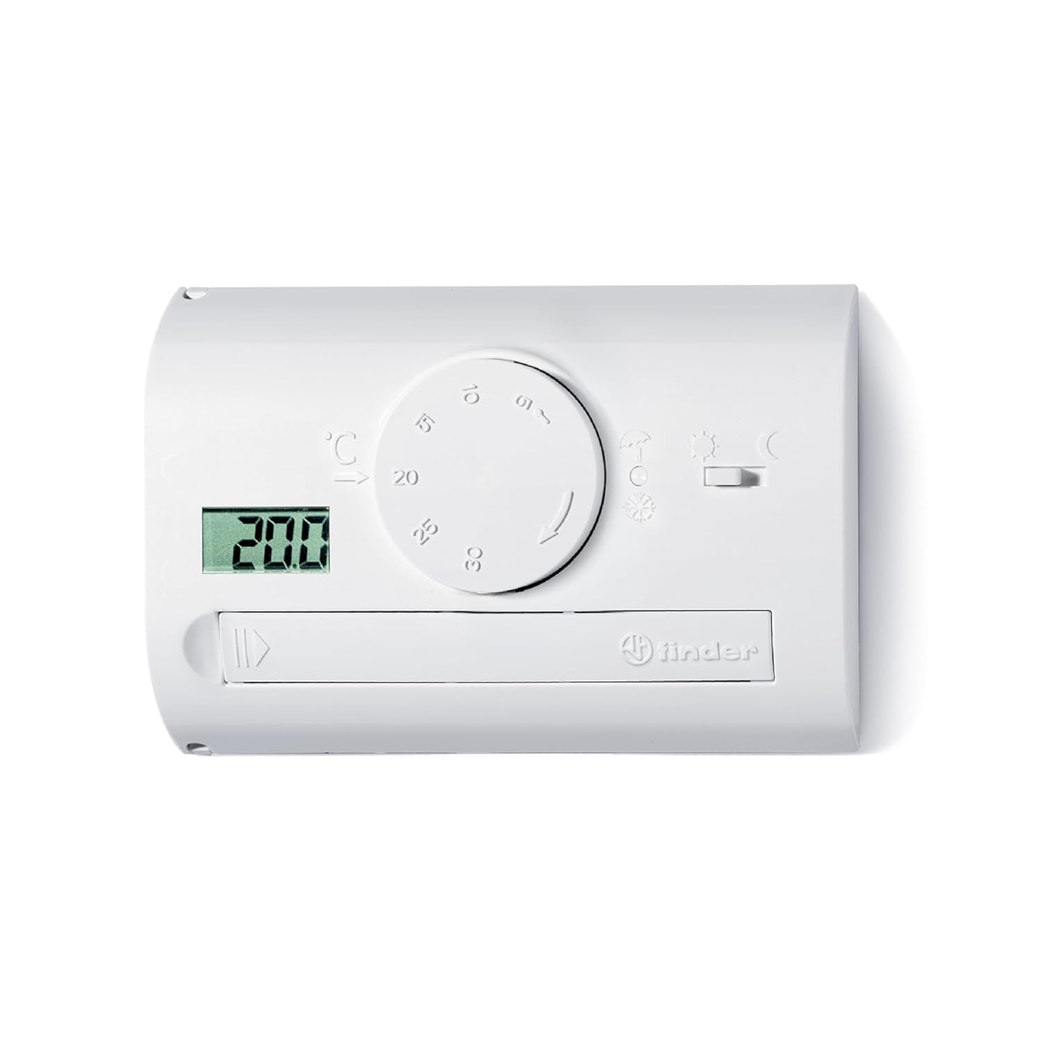 Termostato Digitale A Rotella, A Parete, 5 A 250 V AC, Da 5 a 33 °C, Batterie, Bianco - FINDER 1T4190030000