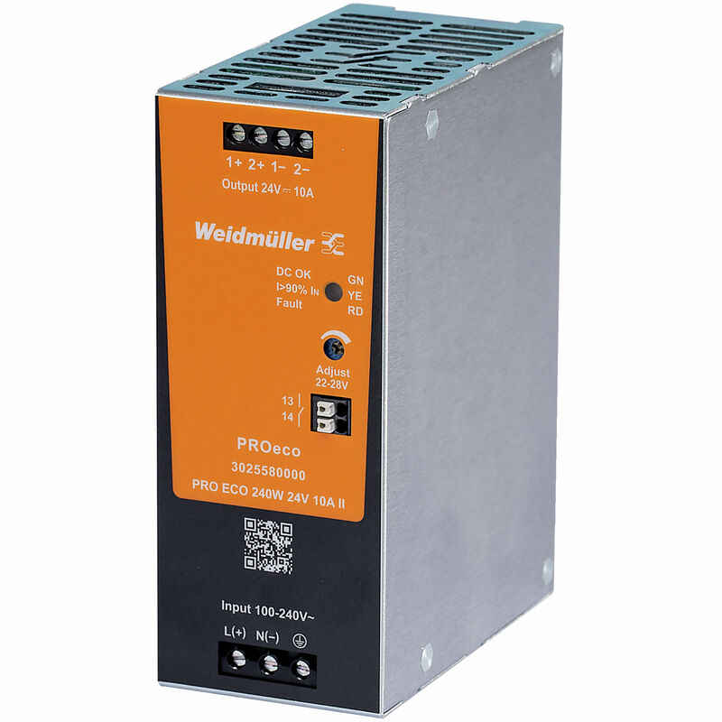 Alimentatore Monofase di sicurezza PRO ECO 240W 10A II, Switching, 24 V - WEIDMULLER 3025580000