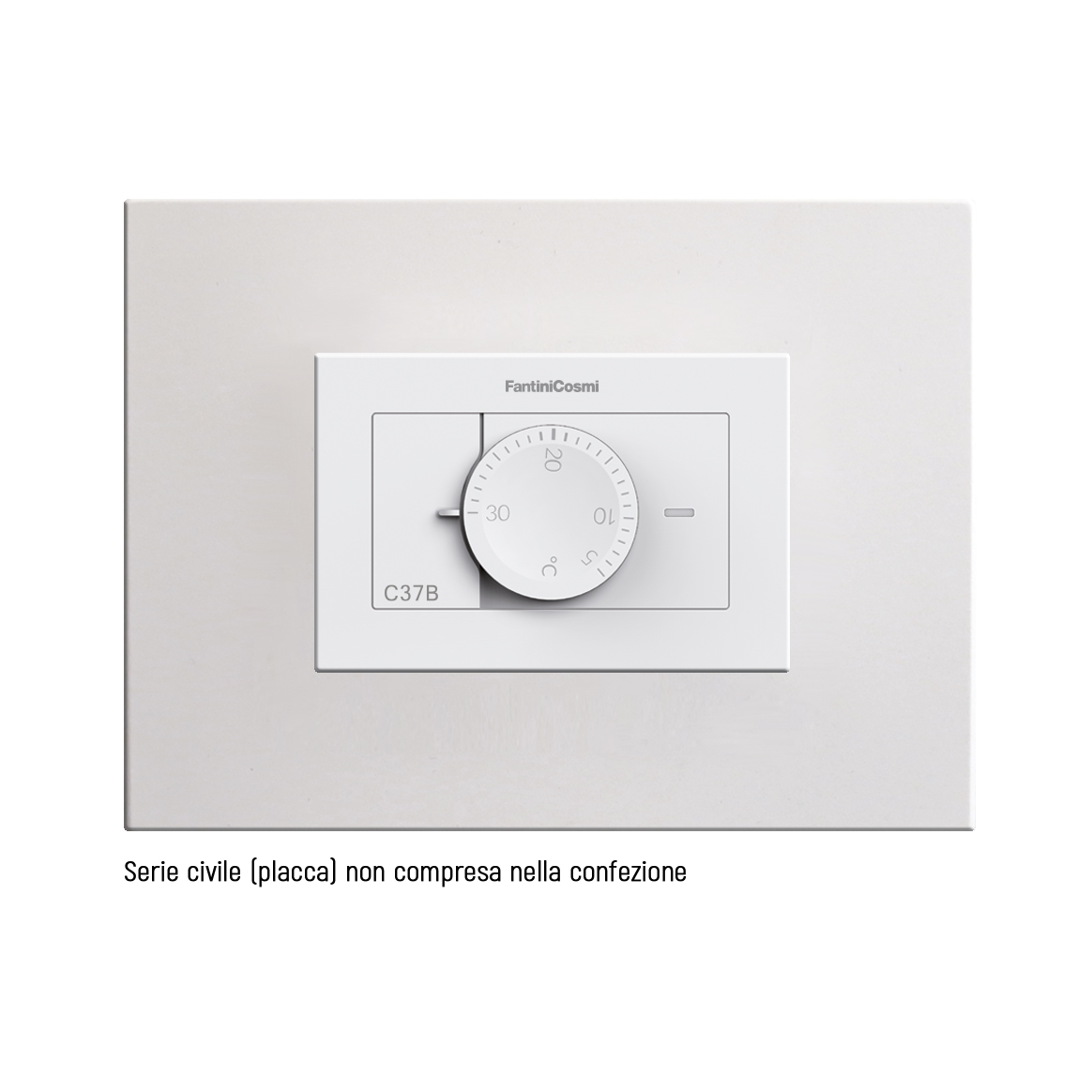 Termostato Incasso Universale con kit Multiplacca serie civile, 230V, Cover/Adattatori, 5(3)A-250Vac, Bianco - FANTINI COSMI C37BA