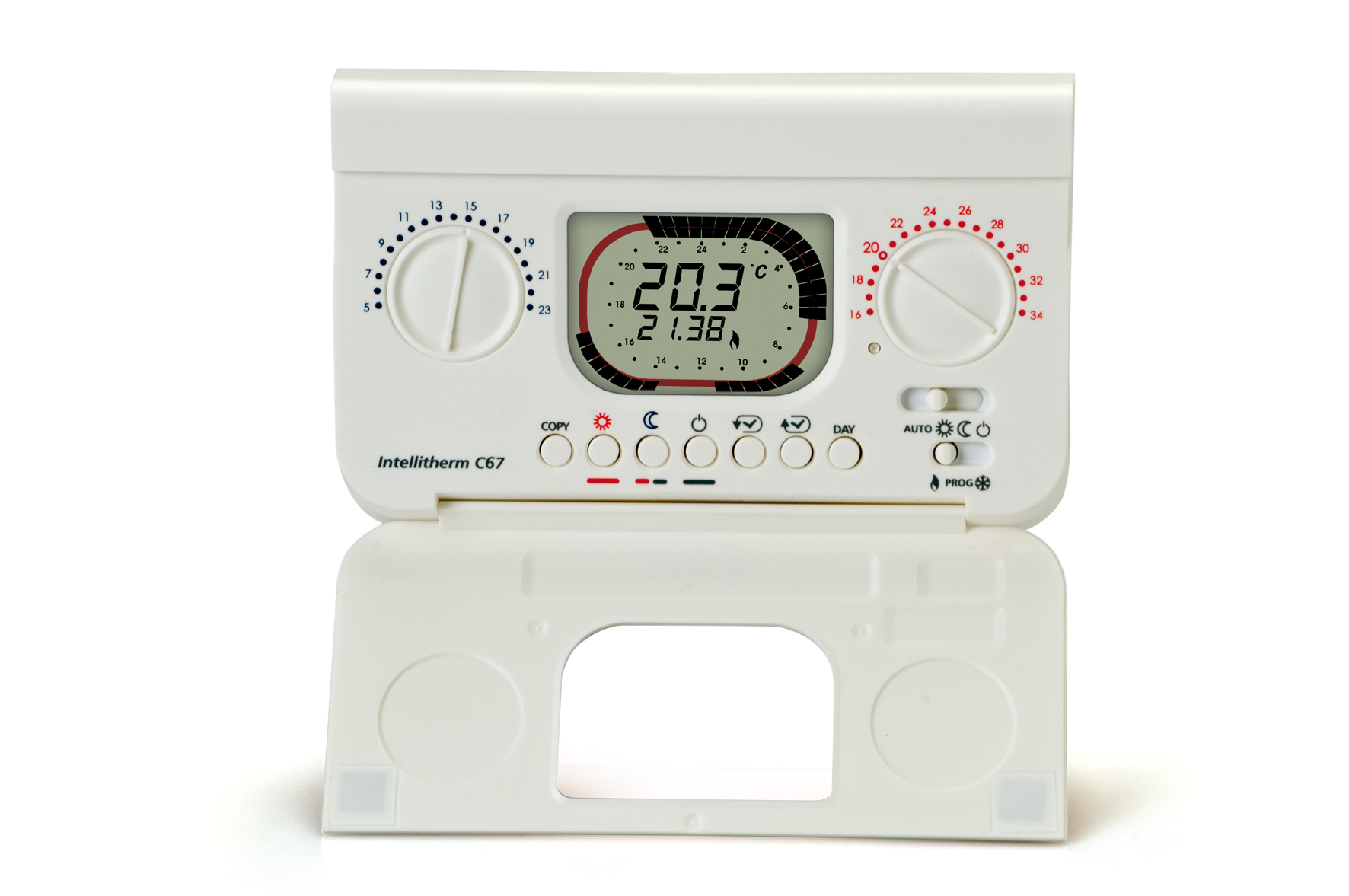 Cronotermostato Intellitherm Settimanale, con regolazione a manopole, IP20, 5(3)A 250Vca, Bianco - FANTINI COSMI C67