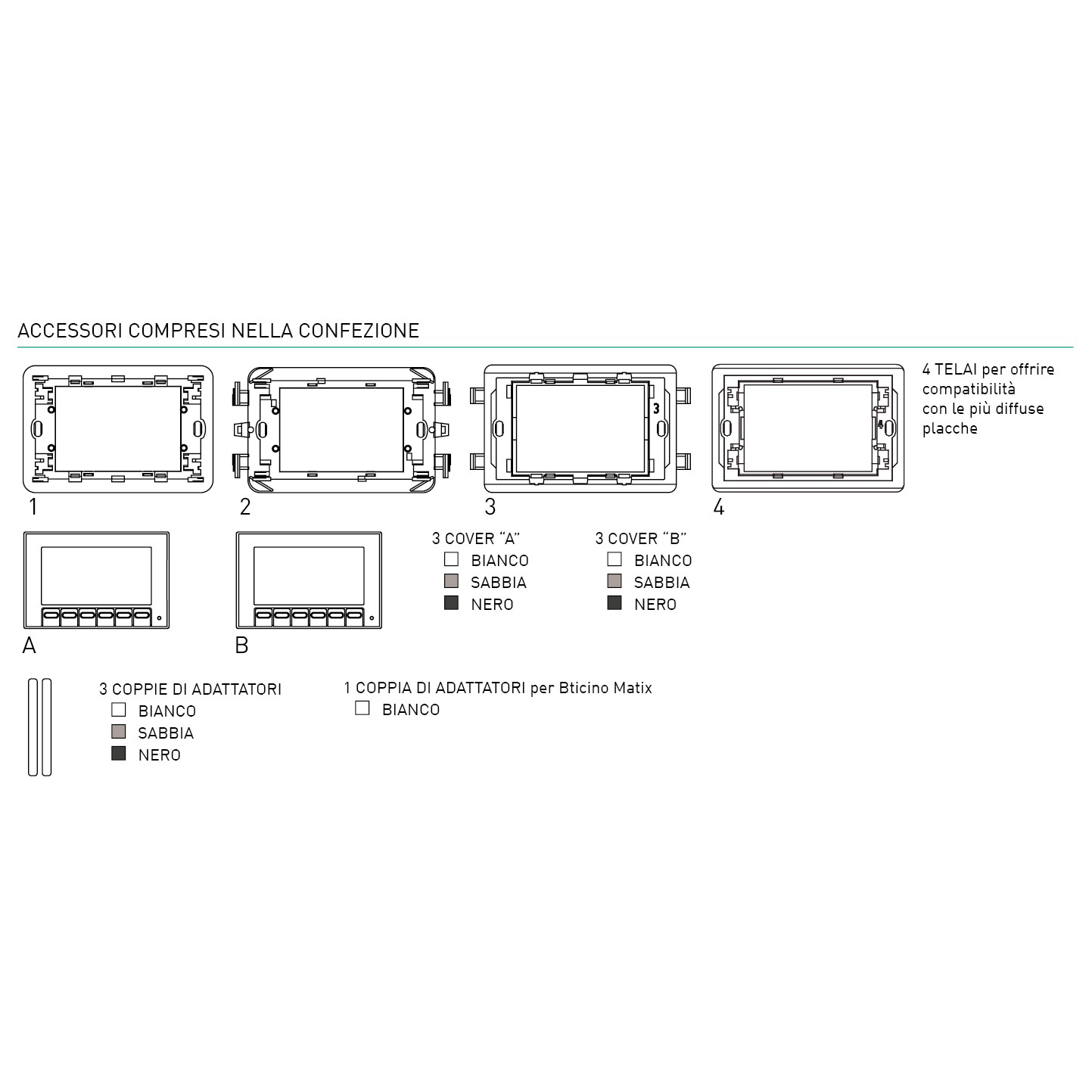 Cronotermostato Settimanale Incasso Universale, Kit Multiplacca e Multi Cover Colorate, 5(3)A 250Vca, Bianco, Nero e Sabbia - FANTINI COSMI CH141AK