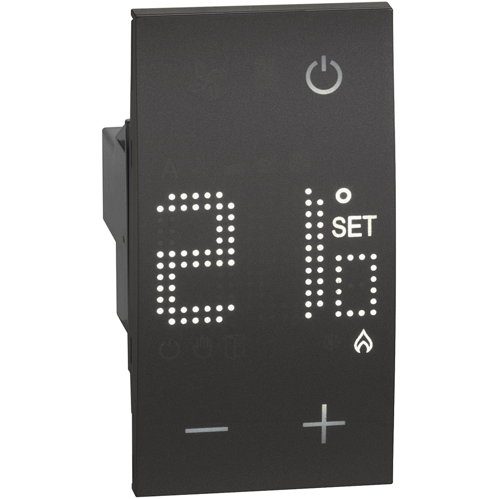 Termostato Ambiente Elettronico Living Now 230V 2 Moduli Nero - BTICINO KG4441